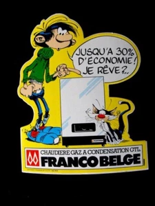 Gaston Lagaffe et son chat. Autocollant publicitaire chaudière Franco Belge 1985 - Picture 1 of 4