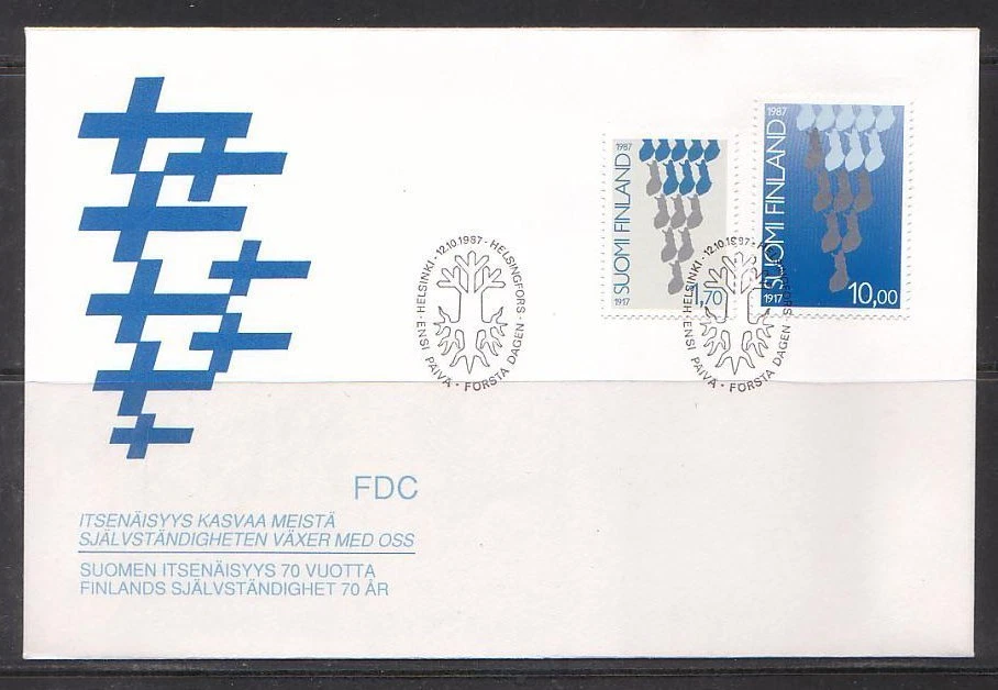 Finland E62 FDC 1987 2v Maps CV 4,50 eur SC Tree/ Snow Flake - Image 1 of 1