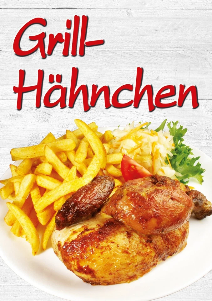 FELIXFLAGGEN Plakat Grill Hähnchen DINA1 wetterfest Pizza Döner Banner Kundenstopper PL42 PVC