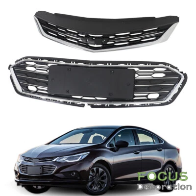 For 2016 2017 2018 Chevrolet Cruze Front Upper+Lower Grille Grill Set Chrome - Image 1 of 4