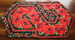New! Handcrafted Floral (Red/Black) Themed Decorative Table Runner (32" x 19") - Picture 1 of 3