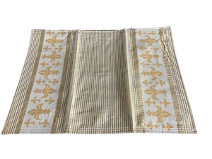 Set of 4 Fleur de Lis Gold Striped Backed Placemats 13 x 18" NEW - Picture 1 of 16