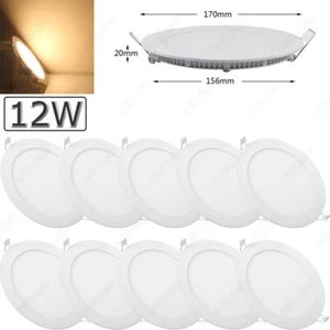 10x 12W Panel LED Foco empotrable Lámpara de techo Lámpara empotrada Spot Flat Slim - Imagen 1 de 12