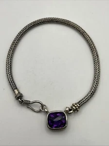 Samuel B. Behnam 18K Sterling Silver Amethyst Necklace Braided Bracelet - Picture 1 of 7