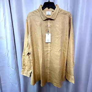 Murano Baird McNutt 100% Linen Long Sleeve Shirt Men's Size 4XT Yellow NWT - Picture 1 of 10