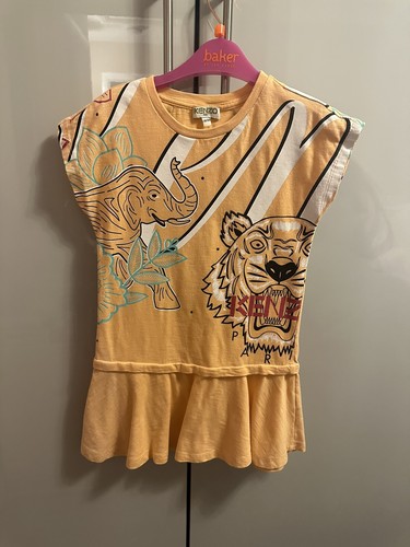 Abito Kenzo arancione pesca età 4 anni bambina elefante tigre