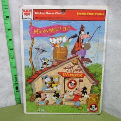 MICKEY MOUSE CLUB Jiminy Cricket beat-up frame tray puzzle Morty & Ferdie 1980s - Image 1 of 2