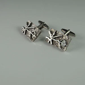 Vintage Silver Cufflinks with Box Unique Mens Cuff Links - Picture 1 of 6
