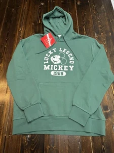 Disney’s Mickey & Friends x Lucky Brand Pullover Hoodie, Green, Embroidered, XL - Picture 1 of 7