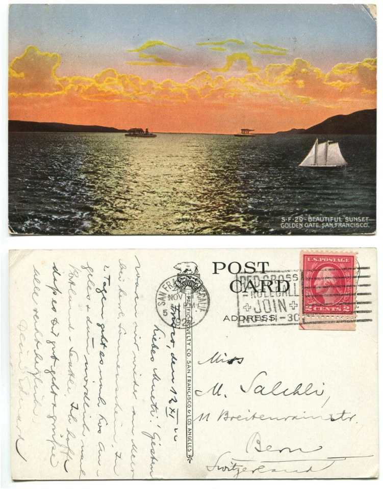 Postcard K37 Beautiful Sunset San Francisco 1922 USA Red Cross Slogan cancel - Image 1 of 1