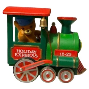 Vintage Enesco WIDE OPEN THROTTLE Teddy Bear Holiday Express Train Ornament - Picture 1 of 6