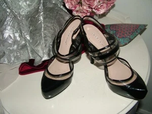 Black Transparent Shoes Sandals 6 BCB Generation 4 1/2" heels strappy, - Picture 1 of 3