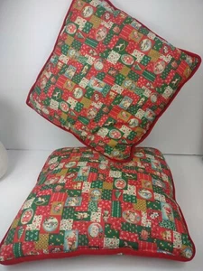 Vintage Weihnachten Überwurf Akzent Kissen Set Paar Land Rustikal Primitiv 12"x12" - Bild 1 von 10