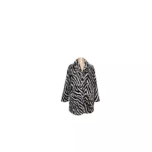 Susan Graver 1X Multicolor Zebra Sherpa Jacket - Picture 1 of 4