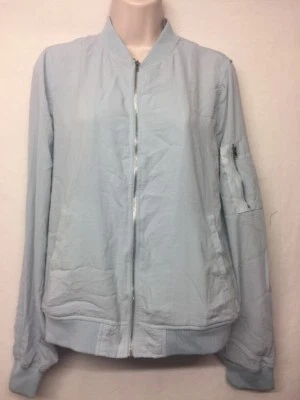 Haute Monde Los Angeles Women’s Jacket Blue Bomber Zip Size Large L        G1   - Image 1 of 4