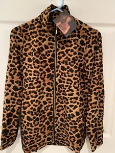 NWT IMAN Womens Leopard Print Jacket Size XS Gold Hardwear - Picture 1 of 8