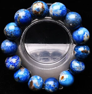 16.4mm Natural Royal Blue Lapis Lazuli Crystal Gemstone Round Beads Bracelet AAA - Picture 1 of 6