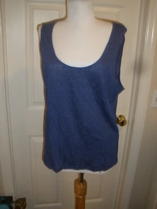 Neu Blaues 100 % Leinen-Tanktop Poetry 18 (65A) für Damen - Bild 1 von 7