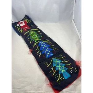 Vintage handgefertigtes Material bestickt 4 Szenen von Weihnachten Urlaub Weihnachtsmann/Bäume - Bild 1 von 8