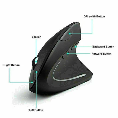 Wireless Vertical Mouse Ergonomic USB2.0 Optical Gaming Mice Rechargeble Mouse - Image 1 of 4
