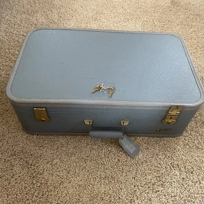 Equipaje rígido azul Lady Baltimore Starline - con llave y etiqueta de equipaje - raro Foto 1 de 4