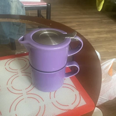 Stackable Tea Pot & Mug Teavana For Life Blue W/ Stainless Steel Strainer & Lid - Image 1 of 4