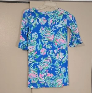 Lilly Pulitzer Girls Periwinkle Floral Print Dress Size 8-10 - Picture 1 of 6
