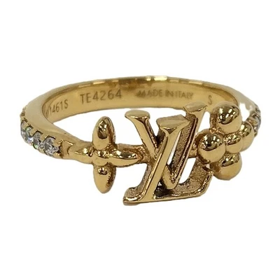 LOUIS VUITTON  LV Iconic Ring Plated Rhinestones Gold M1461S Size S From Japan - Image 1 of 4