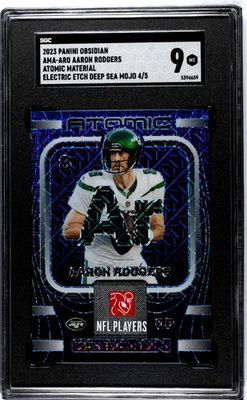 Obsidian Aaron Rodgers 2023 materiales atómicos/5 grabado eléctrico mojo de aguas profundas SGC 9 Foto 1 de 2