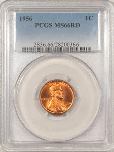 1956 LINCOLN CENT PCGS MS-66 RD - Picture 1 of 3