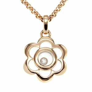 AUTH CHOPARD HAPPY DIAMOND K18RG ROSE GOLD FLOWER NECKLACE WOMEN F/S - Picture 1 of 9