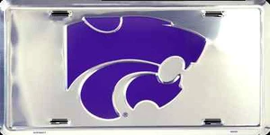 ETIQUETA DE CAMIÓN DE COCHE KANSAS ESTADO PLACA DE CROMO METAL K-STATE WILDCATS LETRERO - Imagen 1 de 5
