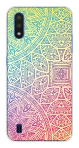 Coque en silicone imprimée compatible Samsung Galaxy A01 Mandala Pastel - Photo 1 sur 3
