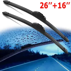 26" & 16" Windshield Wiper Blades J-HOOK OEM QUALITY Bracketless All season NEW - Bild 1 von 12