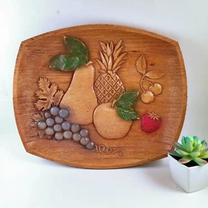 Bandeja vintage Multi Products, Inc imitación madera patrón fruta MCM cocina retro granja  - Imagen 1 de 5