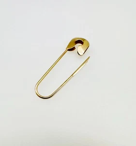 SINGLE Custom 14K Solid Yellow Gold Small Safety Pin Drop Earring 23x6mm (.9") - Picture 1 of 16