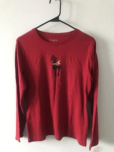 Women's Holiday Deer Graphic Long Sleeve Tee Jersey Top Shirt - Picture 1 of 10