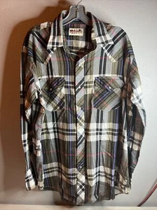 Camisa de Diligencia Adulto XL A Cuadros Ropa Occidental Perla A Presión Mangas Largas Bolsillos Para Hombres - Imagen 1 de 12