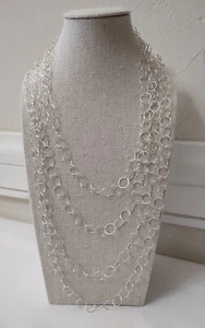 Sterling Silver 10mm Round Link 100" Necklace - 24.85g, Italy - Picture 1 of 7