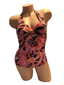 Chaps By Ralph Lauren Tankini Women Multi Color Floral Halter NWT $44 Size 6 - Picture 1 of 2