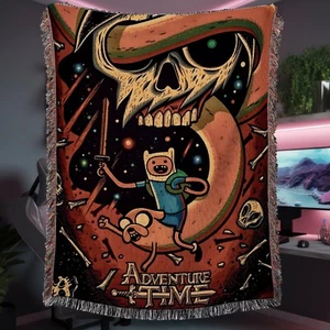 Cartoon Show Woven Blanket Blanket Birthday Gift Tv Adventure Time - Picture 1 of 2
