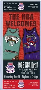 1995 NBA DRAFT FULL TICKET PRE DEBUT KEVIN GARNETT JERRY STACKHOUSE ROOKIE RC  ! - Picture 1 of 2