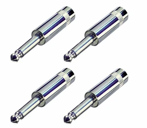 (4er-Pack) Rean/Neutrik NYS201 1/4" Mono Kabelhalterung Nickel-Stecker mit kurzem Lauf - Bild 1 von 1