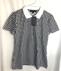 Tommy Hilfiger polo shirt black & white Houndstooth ladies small NWT - Picture 1 of 4