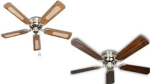 Flush-mount ceiling fan Pepeo Kisa Deluxe Brushed Nickel blades Oak / Walnut - Picture 1 of 6