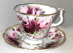 Taza y platillo raro Royal Albert Ruby Summer Bounty Series Bone China INGLATERRA - Imagen 1 de 2