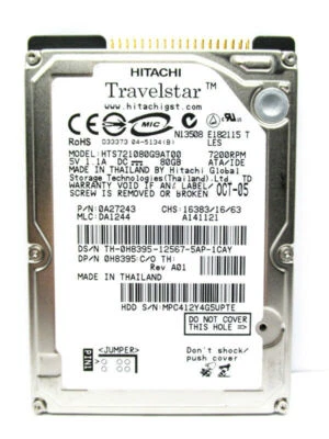 Hitachi 80GB HTS721080G9AT00 SATA 0A27243 Laptop DA1244 HardDrive WIPED&TESTED! - Image 1 of 2