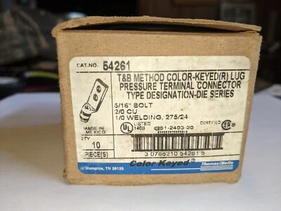 Thomas & Betts 54261, 2/0, 2-hole lug, 5/16" holes, 7/8" spacing, box of (10) - Image 1 of 4