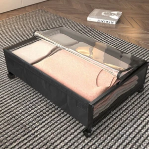 Rolling Under Bed Storage Box Lid Bedding Drawers Container Toys Clothes Wheeled - Picture 1 of 8