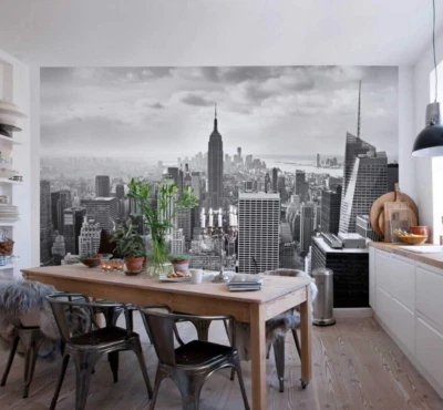 Enorme Papel Pintado Mural Ciudad de Nueva York 368x254cm Adulto Negro Comedor - Imagen 1 de 4